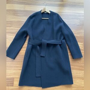 Whistles 100% Wool Coat Navy Long